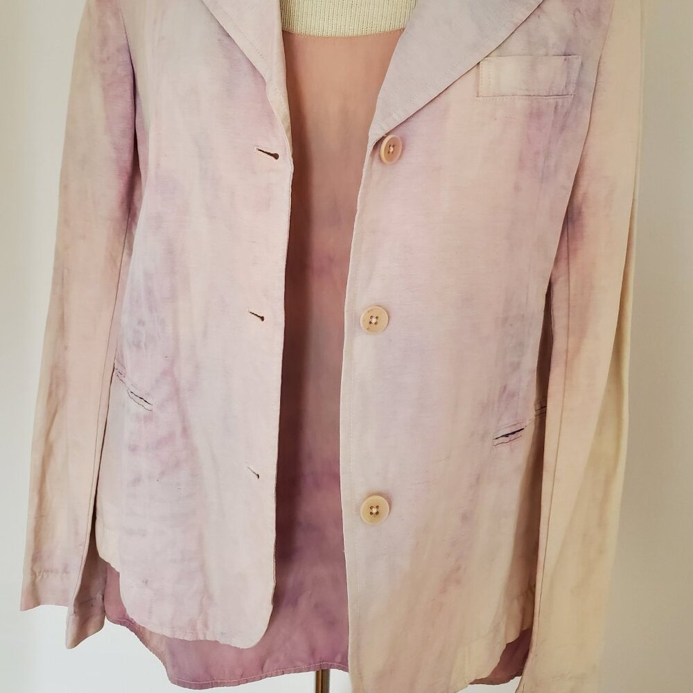 Vince linen painted Blazer 4 6 8 Pink white purple small med work summer travel - Picture 9 of 9